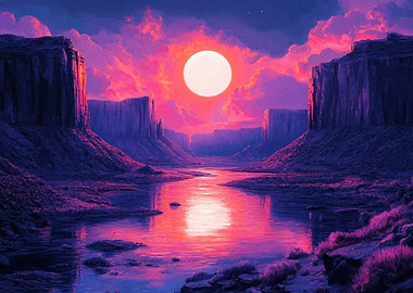 Vibrant Canyon Landscape with River