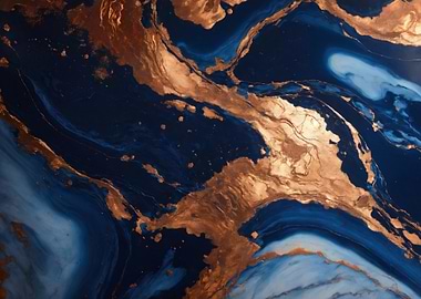 Abstract Blue and Gold Marble Texture
