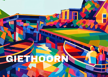 Giethoorn Colorful Abstract Painting