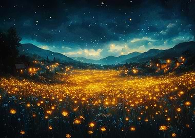 Glowing Field at Night