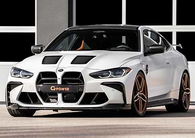 White BMW M4 G-Power Front View