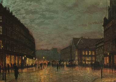 Cityscape at Night Painting