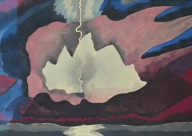 Abstract Landscape with Lightning Painting