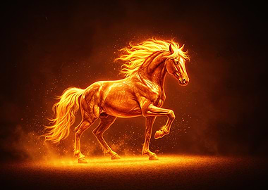 Fiery Horse Galloping in the Dark