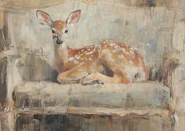 Fawn Resting on a Chair Painting