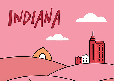 Indiana Cartoon Landscape Pink
