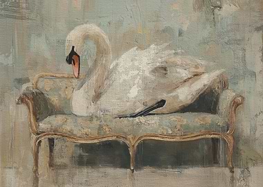 Swan on a Couch Painting