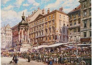 Vienna Market Scene Painting