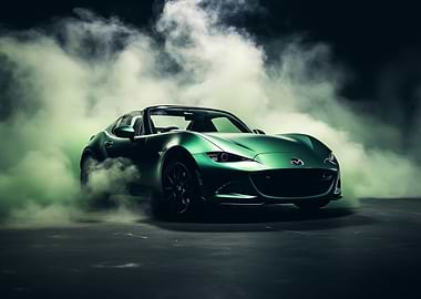 Green Mazda Miata in Smoky