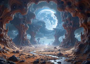 Alien Landscape with Moon