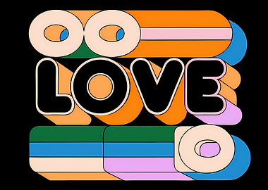 Retro Love Typography Art