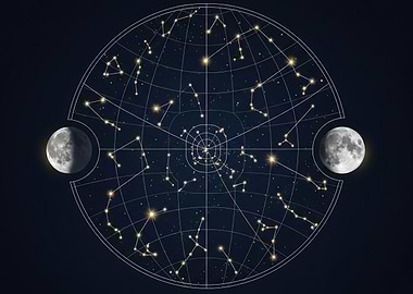 Constellations and Moon Phases Chart