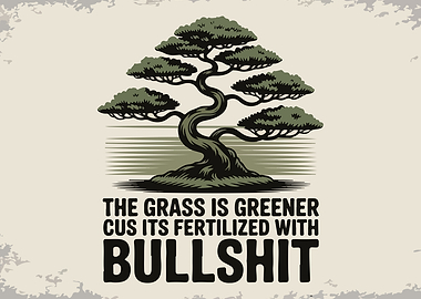 Humorous Bonsai Tree with Text