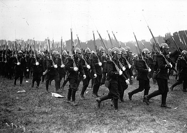 Military March in Black and White