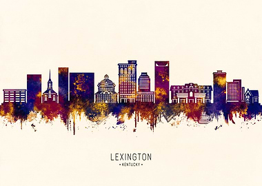 Lexington Kentucky Skyline Watercolor Art