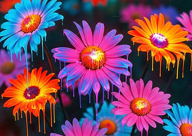 Colorful Dripping Daisies