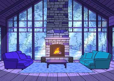 Cozy Winter Cabin At Night
