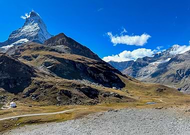 Matterhorn Mountain Landscape Under Blue Sky
