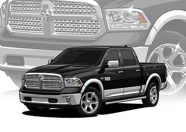 Black Ram 1500 Truck Illustration