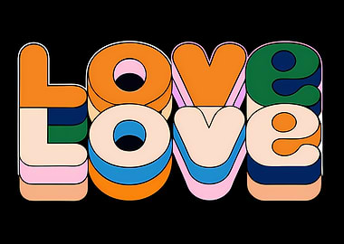 Colorful Retro Love Typography on Black