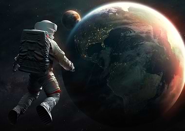 Astronaut in Space with Earth View