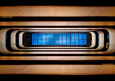 architectural interior with sky view