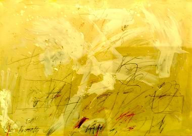 Abstract Yellow and White Painting, cy twombly paintings