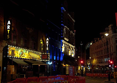 Night view of Arts Theatre, London