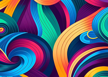 Vibrant Layered Paper Swirls — Colorful Abstract Waves on Dark Background