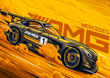 Mercedes AMG Race Car Illustration