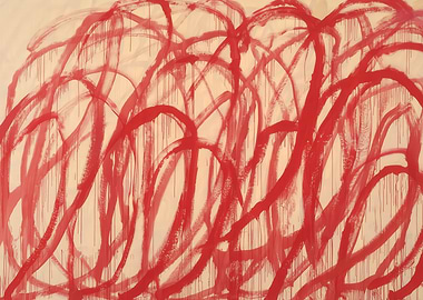 Abstract Red Arches on Beige Background, cy twombly paintings