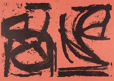 Abstract Brushstroke Art on Coral Background, cy twombly paintings