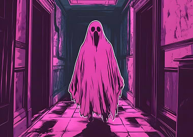 Pink Ghost in Hallway