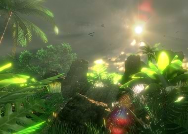 Lush Tropical Landscape with Sunlight