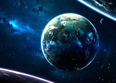 blue planet in deep space