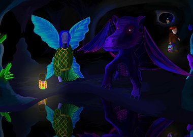 Fairy and Dragon in a Cave