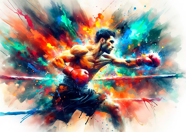 Dynamic Boxer Painting with Vivid Colors
