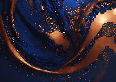 Abstract Blue and Gold Swirl