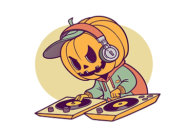 Pumpkin DJ Cartoon Illustration
