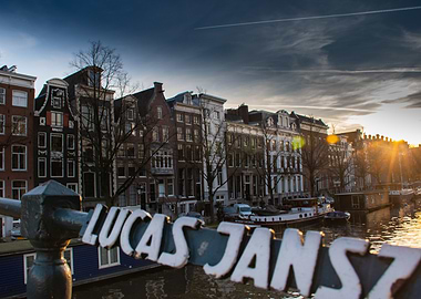 Amsterdam Canal View at Sunset