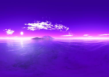 Purple Ocean Landscape with Islands