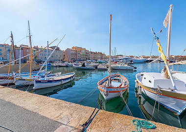 Boats in Saint-Tropez harbor, France