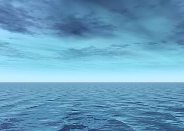 Calm Blue Ocean and Cloudy Sky