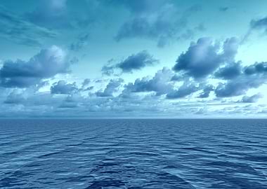 Blue Ocean and Cloudy Sky