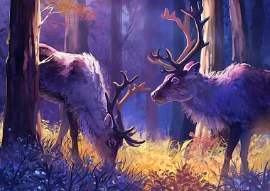 Reindeer in a Forest - A moment of quiet