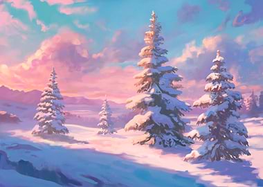 Winter landscape with snow-covered trees