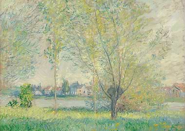 claude monet Impressionist Landscape with Trees and River