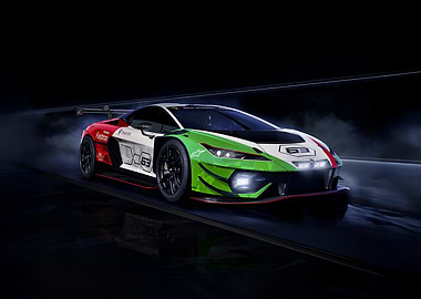 Lamborghini Temerario GT3 Racing Car with Italian Flag Colors