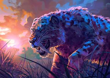 Saber-toothed Tiger in Tall Grass