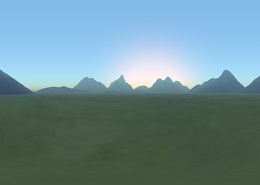 Green Field and Mountain Landscape